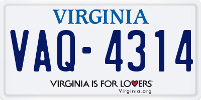 VA license plate VAQ4314