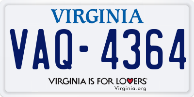 VA license plate VAQ4364