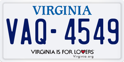 VA license plate VAQ4549