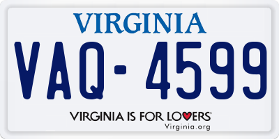 VA license plate VAQ4599