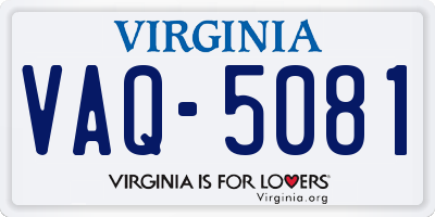 VA license plate VAQ5081