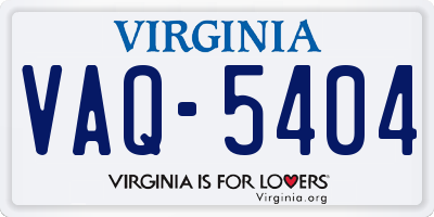 VA license plate VAQ5404