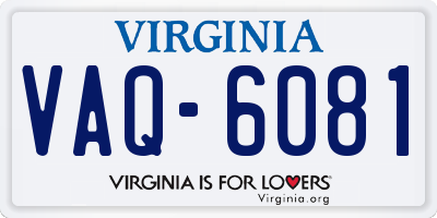 VA license plate VAQ6081