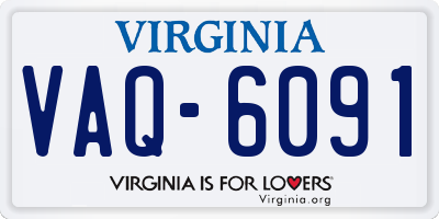 VA license plate VAQ6091