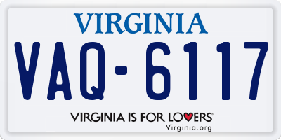 VA license plate VAQ6117