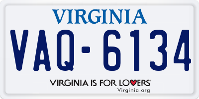 VA license plate VAQ6134