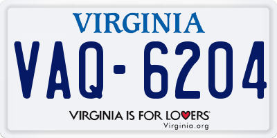 VA license plate VAQ6204