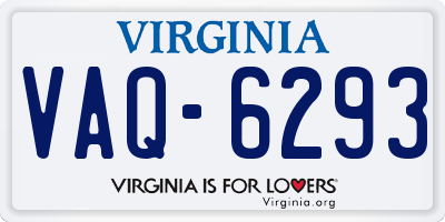 VA license plate VAQ6293