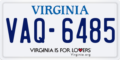 VA license plate VAQ6485