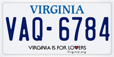 VA license plate VAQ6784