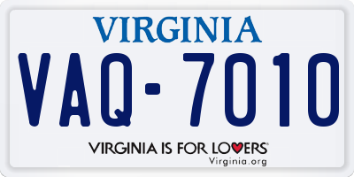 VA license plate VAQ7010