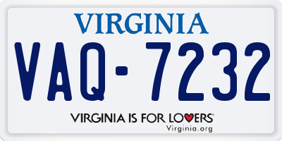VA license plate VAQ7232