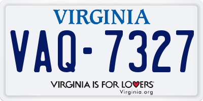 VA license plate VAQ7327