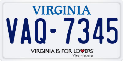 VA license plate VAQ7345
