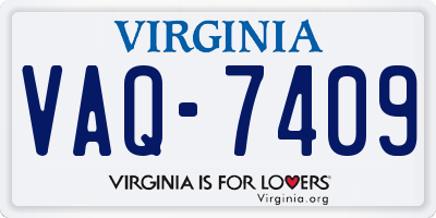 VA license plate VAQ7409