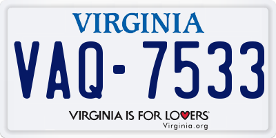 VA license plate VAQ7533