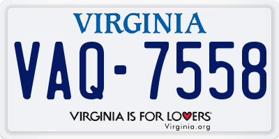 VA license plate VAQ7558