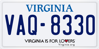 VA license plate VAQ8330