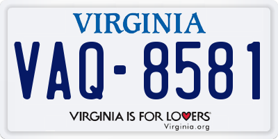 VA license plate VAQ8581