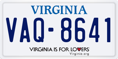 VA license plate VAQ8641