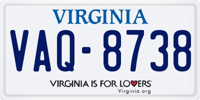 VA license plate VAQ8738