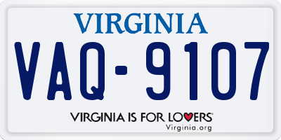 VA license plate VAQ9107