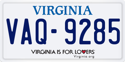 VA license plate VAQ9285