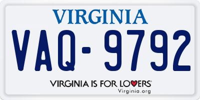 VA license plate VAQ9792