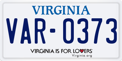 VA license plate VAR0373