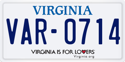 VA license plate VAR0714