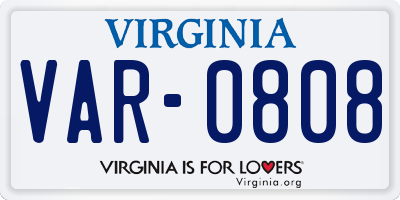 VA license plate VAR0808