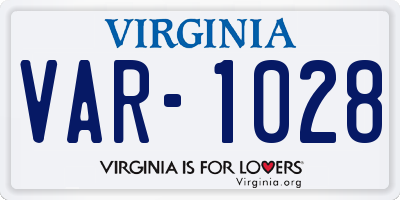 VA license plate VAR1028