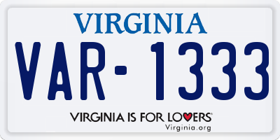 VA license plate VAR1333