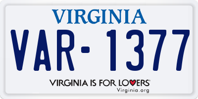 VA license plate VAR1377