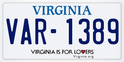 VA license plate VAR1389