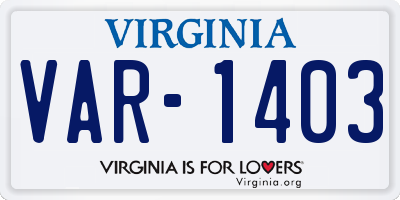 VA license plate VAR1403
