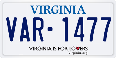 VA license plate VAR1477