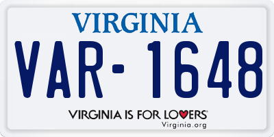 VA license plate VAR1648