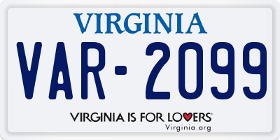 VA license plate VAR2099