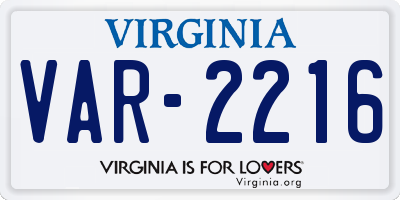 VA license plate VAR2216