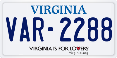 VA license plate VAR2288