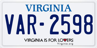 VA license plate VAR2598