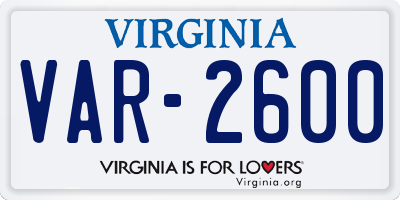 VA license plate VAR2600