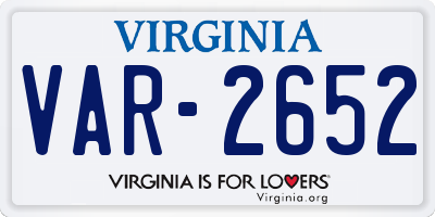 VA license plate VAR2652