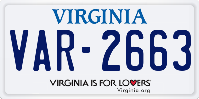 VA license plate VAR2663