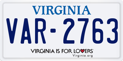 VA license plate VAR2763