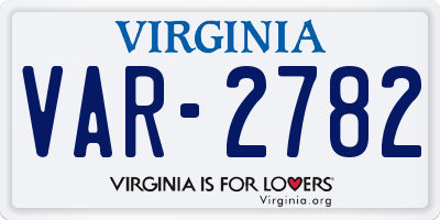 VA license plate VAR2782