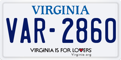 VA license plate VAR2860