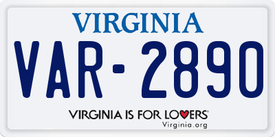 VA license plate VAR2890