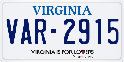 VA license plate VAR2915